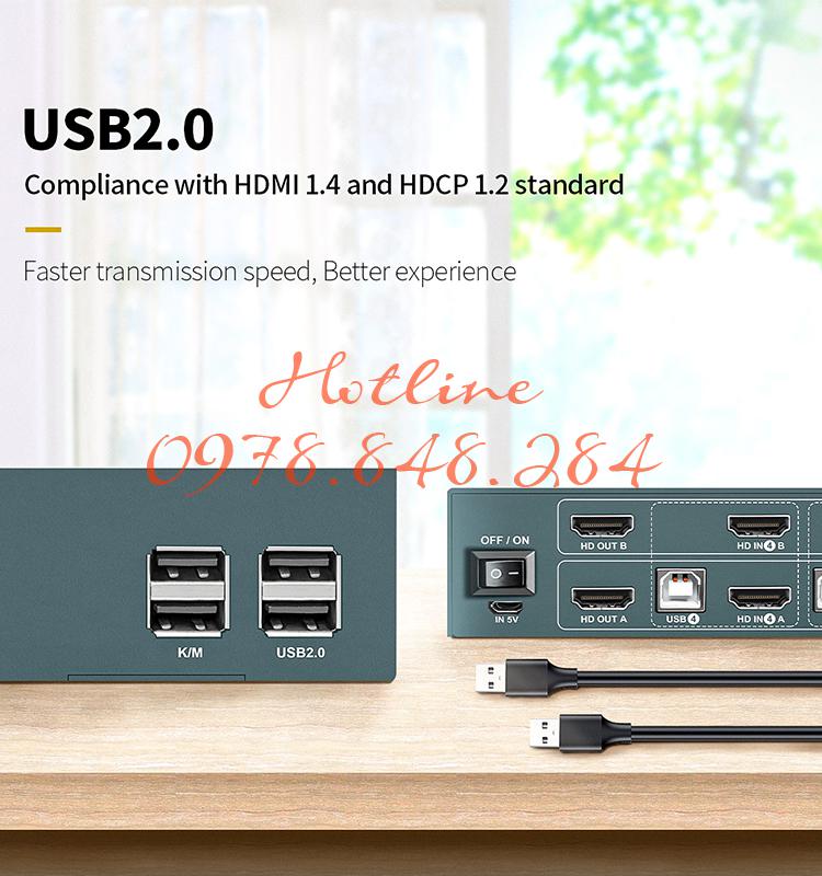 4 AS7402H2 dual monitor kvm switch