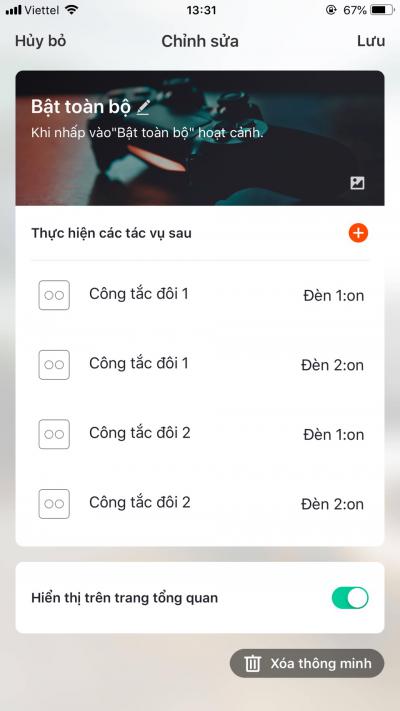 Hướng dẫn thiết lập bật toàn bộ và tắt toàn bộ thiết bị điện qua wifi