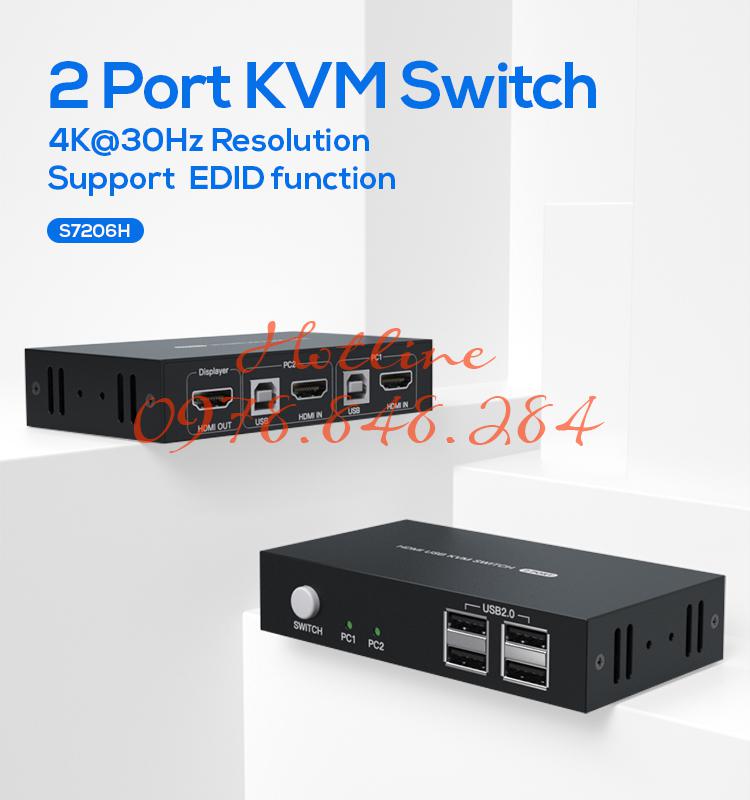 1 A S7206H 2 PORTS KVM SWITCH