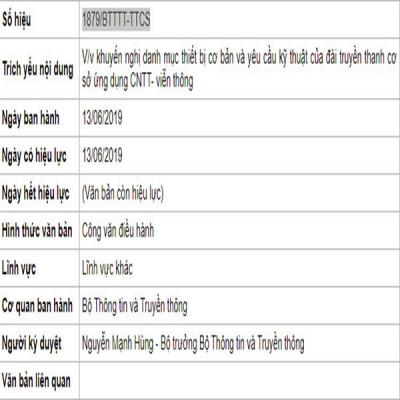 Công văn 1879/BTTTT-TTCS ngày 13/06/2019 của Bộ trưởng Bộ TTTT